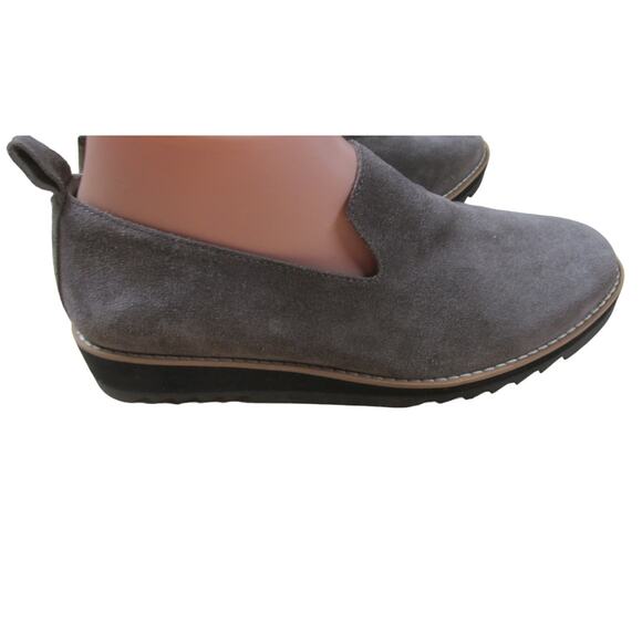 Eileen Fisher Gray Suede Slip On Platform Loafer Size 7 Pull Tab Round Toe NWOB - Picture 2 of 10